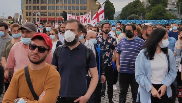 Акция протеста противников Намахвани ГЭС в столице Грузии 26 мая 2021 года - Sputnik Грузия