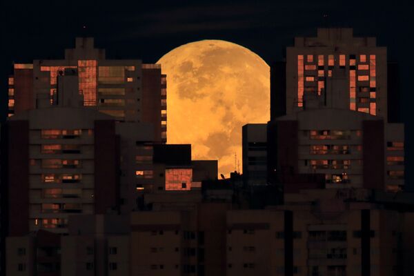 Луна над домами бразильской столицы Бразилиа - Sputnik Грузия