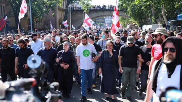 Варлам Голетиани. Акция протеста против строительства Намахвани ГЭС, архивное фото - Sputnik Грузия
