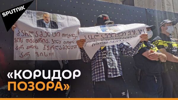 Протесты в Грузии: для депутатов ЕНД у парламента устроили коридор позора - Sputnik Грузия
