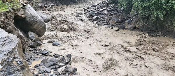 Наводнение в Сванети - район Лентехи Наводнение в Сванети - район Лентехи - Sputnik Грузия