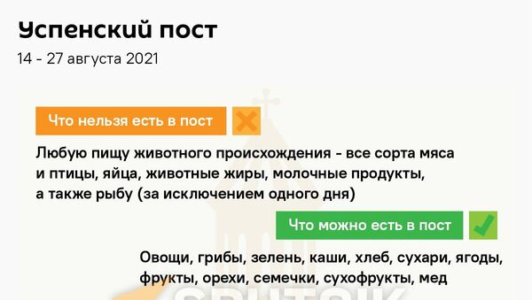 Успенский пост 2021: календарь питания по дням - Sputnik Грузия