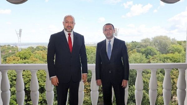 Премьер-министр Грузии Ираклий Гарибашвили с украинским коллегой Денисом Шмыгалем - Sputnik Грузия