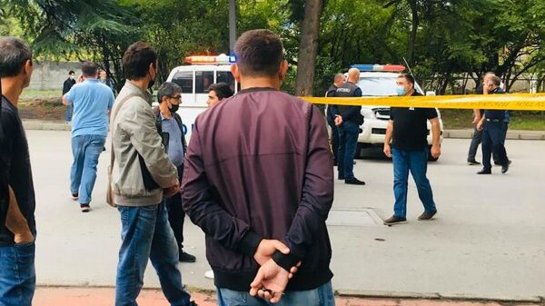 Полиция на месте нападения на Сакартвелос Банк в городе Кварели - Sputnik საქართველო