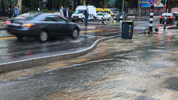 Сильный дождь - залитые водой улицы на проспекте Чавчавадзе - Sputnik Грузия