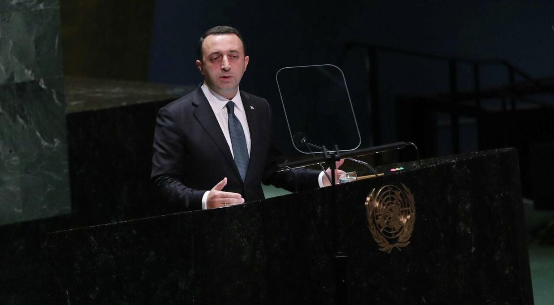 Ираклий Гарибашвили выступает на Генассамблее ООН - Sputnik Грузия, 1920, 25.09.2021