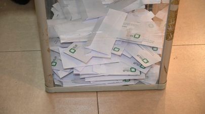 Местные выборы в Грузии 2 октября - избирательные бюллетени в урне для голосования