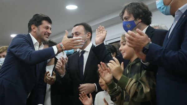 Каха Каладзе, Ираклий Гарибашвили, Ираклий Кобахидзе - лидеры партии Грузинская мечта - Sputnik Грузия