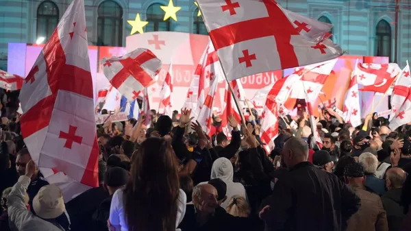 Свободу Саакашвили - акция протеста оппозиции и ЕНД на площади Свободы 14 октября - Sputnik Грузия