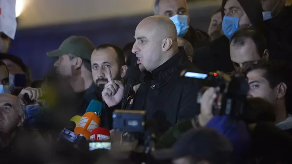 Ника Мелия. Акция протеста сторонников Единого национального движения у здания парламента Грузии 31 октября 2021 года - Sputnik Грузия