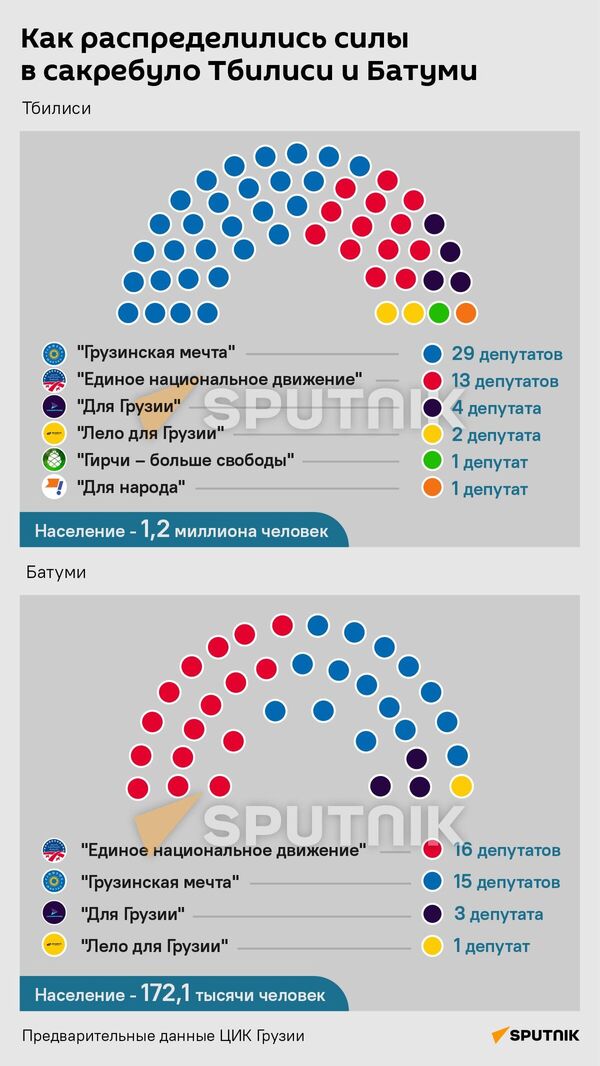 Как распределились депутатские кресла в сакребуло Тбилиси и Батуми - Sputnik Грузия