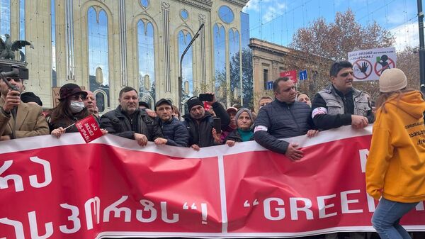 Акция против ковид-ограничений и зеленых паспортов в центре Тбилиси 5 декабря 2021 года - Sputnik Грузия