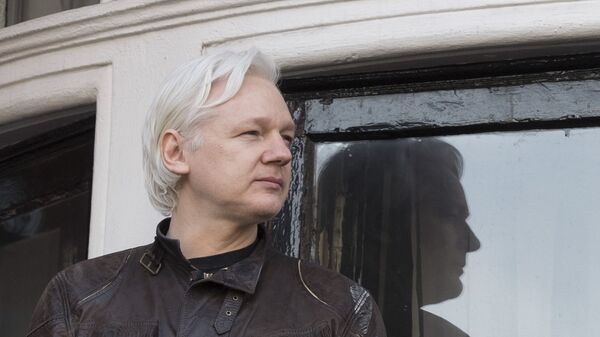 Сооснователь WikiLeaks Джулиан Ассанж на балконе здания посольства Эквадора в Лондоне (19 мая 2017). Великобритания - Sputnik Грузия