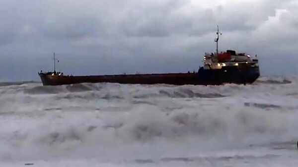 Российский сухогруз Санкт-Петербург на рейде батумского порта в шторм - Sputnik Грузия