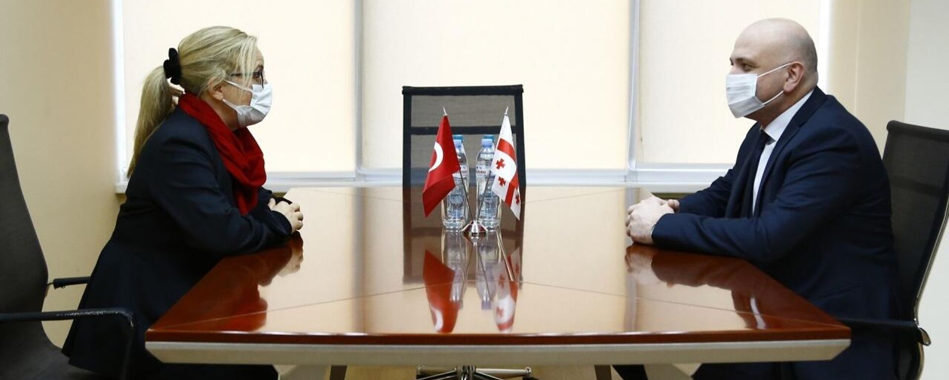 Министр здравоохранения Грузии Зураб Азарашвили на встрече с послом Турции в Грузии Фатьмой Джерен Язган - Sputnik Грузия, 1920, 21.01.2022