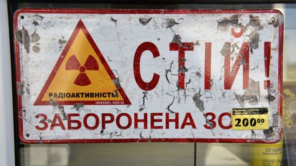 Металлическая табличка в магазине с сувенирами перед КПП Дитятки в зоне отчуждения Чернобыльской АЭС - Sputnik Грузия