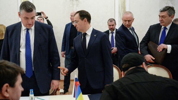 Переговоры делегаций Украины и России в Беларуси. Слуцкий и Мединский - Sputnik Грузия