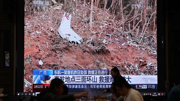 Трансляция новости о крушении пассажирского самолета авиакомпании China Eastern в городском округе Учжоу - Sputnik Грузия