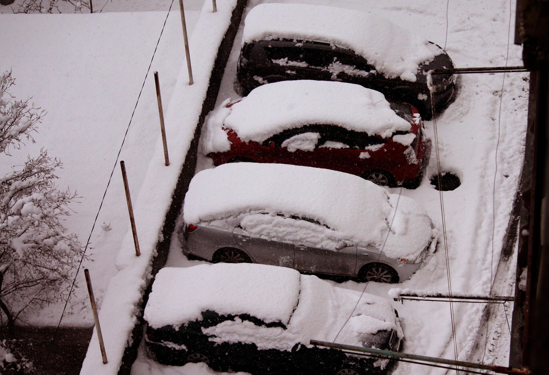 Сумасшедший март в Тбилиси - погода ошеломляет! Машины в снегу - Sputnik Грузия, 1920, 30.03.2022