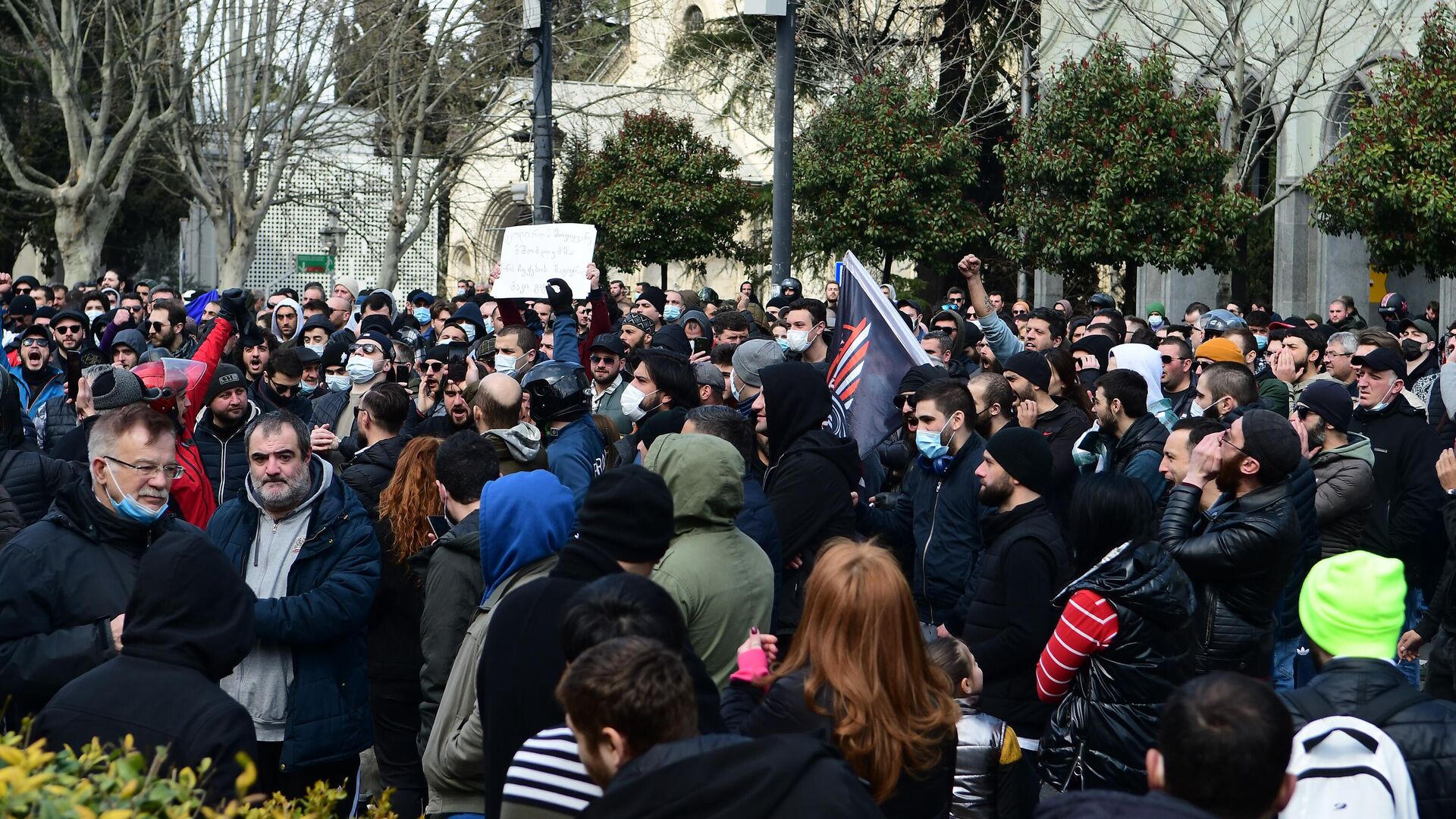 Акция протеста против повышения цен на топливо в столице Грузии 27 марта 2022 - Sputnik Грузия, 1920, 27.03.2022