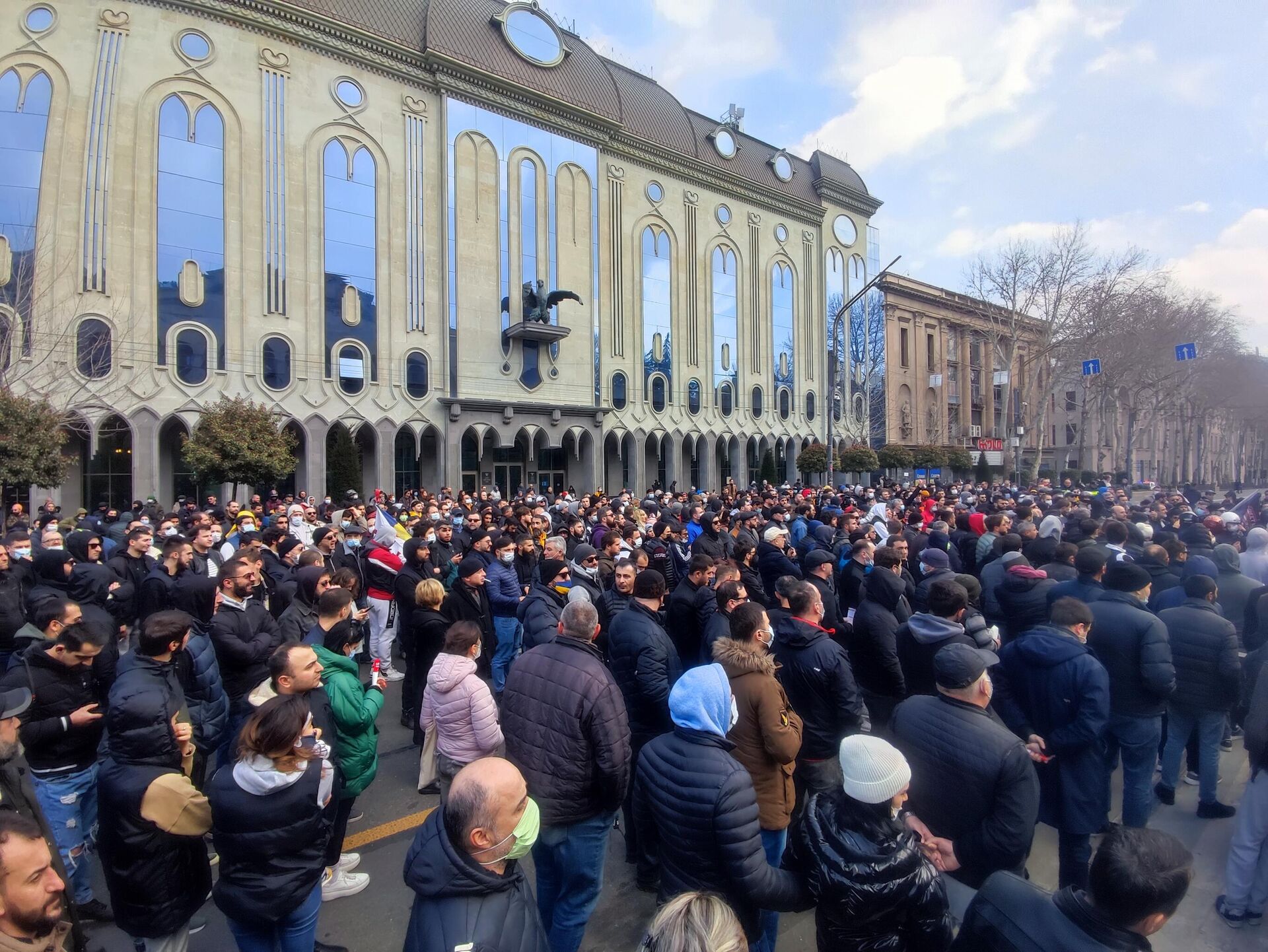 Акция протеста против повышения цен на топливо в столице Грузии 27 марта 2022 - Sputnik Грузия, 1920, 27.03.2022