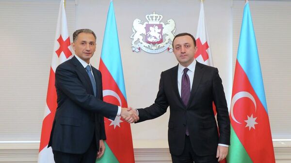 Ираклий Гарибашвили на встрече с министром цифрового развития и транспорта Азербайджана Рашадом Набиевым - Sputnik Грузия