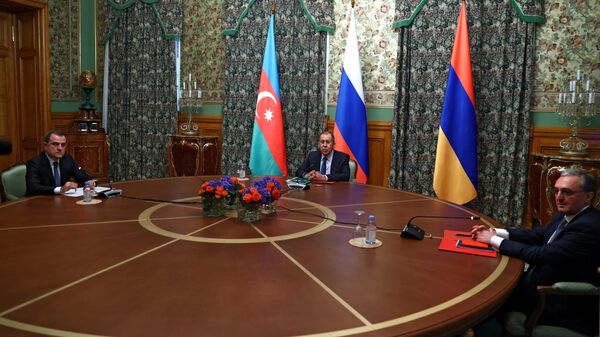 Трехсторонние переговоры Министров иностранных дел Азербайджана, Армении и России - Sputnik Грузия