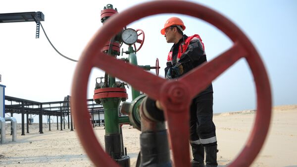 Оператор по добыче нефти компании Лукойл на нефтяном кусте в районе города Когалым. - Sputnik Грузия