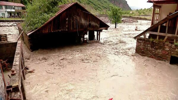 Река Арагви вышла из берегов. Наводнение в Душетском районе Грузии - Sputnik Грузия