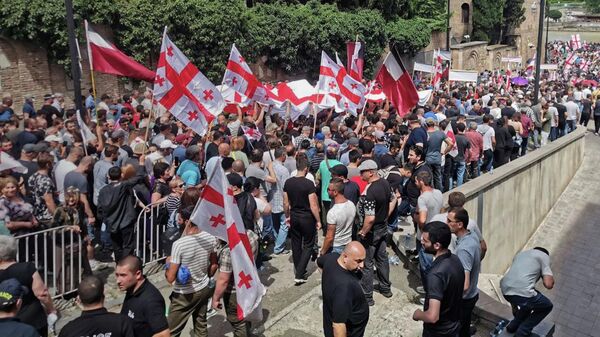 Противники ЛГБТ прошли шествием по центру Тбилиси - видео - Sputnik Грузия