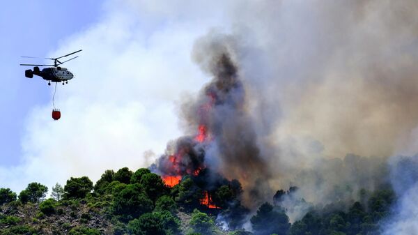 Лесные пожары в Европе Пожарный вертолет в Малаге Испания - Sputnik Грузия