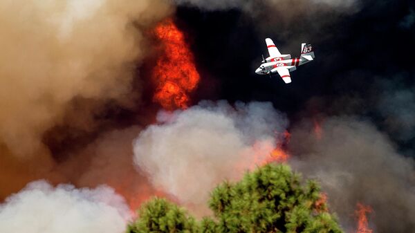 Лесные пожары в США. Тушение с самолета пожара в лесах Калифорнии - Sputnik Грузия