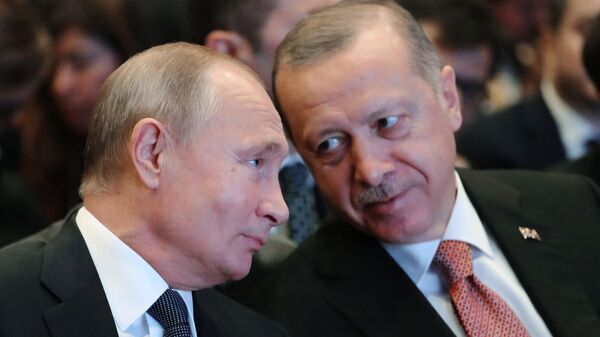 Президент России Владимир Путин и президент Турции Реджеп Тайип Эрдоган - Sputnik Грузия