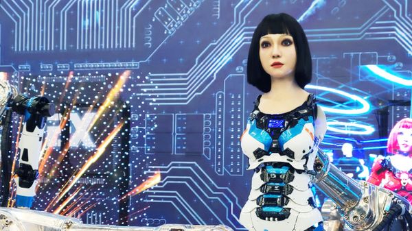 Робот на одном из стендов на Всемирной конференции робототехники (World Robot Conference) в Пекине - Sputnik Грузия