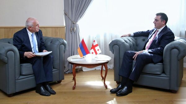 Министр иностранных дел Илья Дарчиашвили и новоназначенный посол Армении Ашот Смбатян - Sputnik Грузия