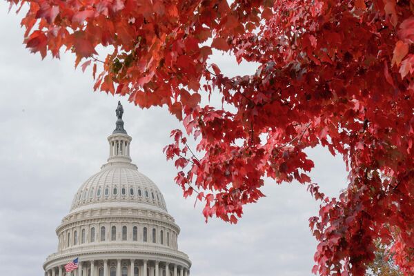 Деревья в осеннем убранстве на фоне Капитолия в Вашингтоне - Sputnik Грузия