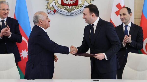 премьер-министры Грузии и Азербайджана Ираклий Гарибашвили и Али Асадов - Sputnik Грузия