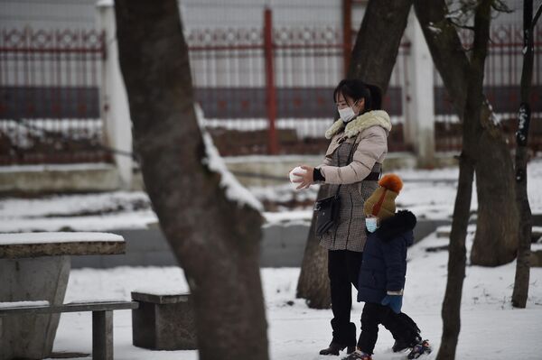 დედა-შვილი თოვლში სეირნობისას - Sputnik საქართველო