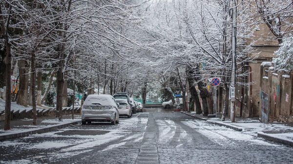 В Тбилиси выпал первый снег в новом году - видео - Sputnik Грузия