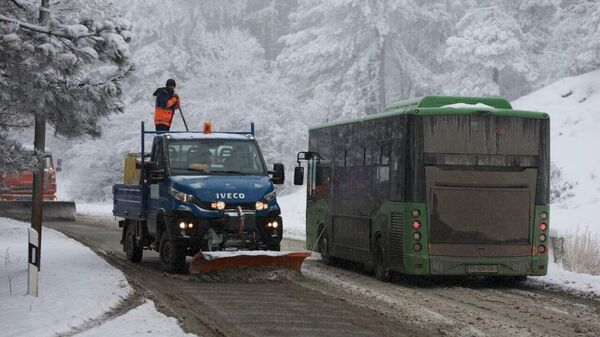 В Тбилиси продолжают очищать дороги от снега и слякоти - Sputnik Грузия
