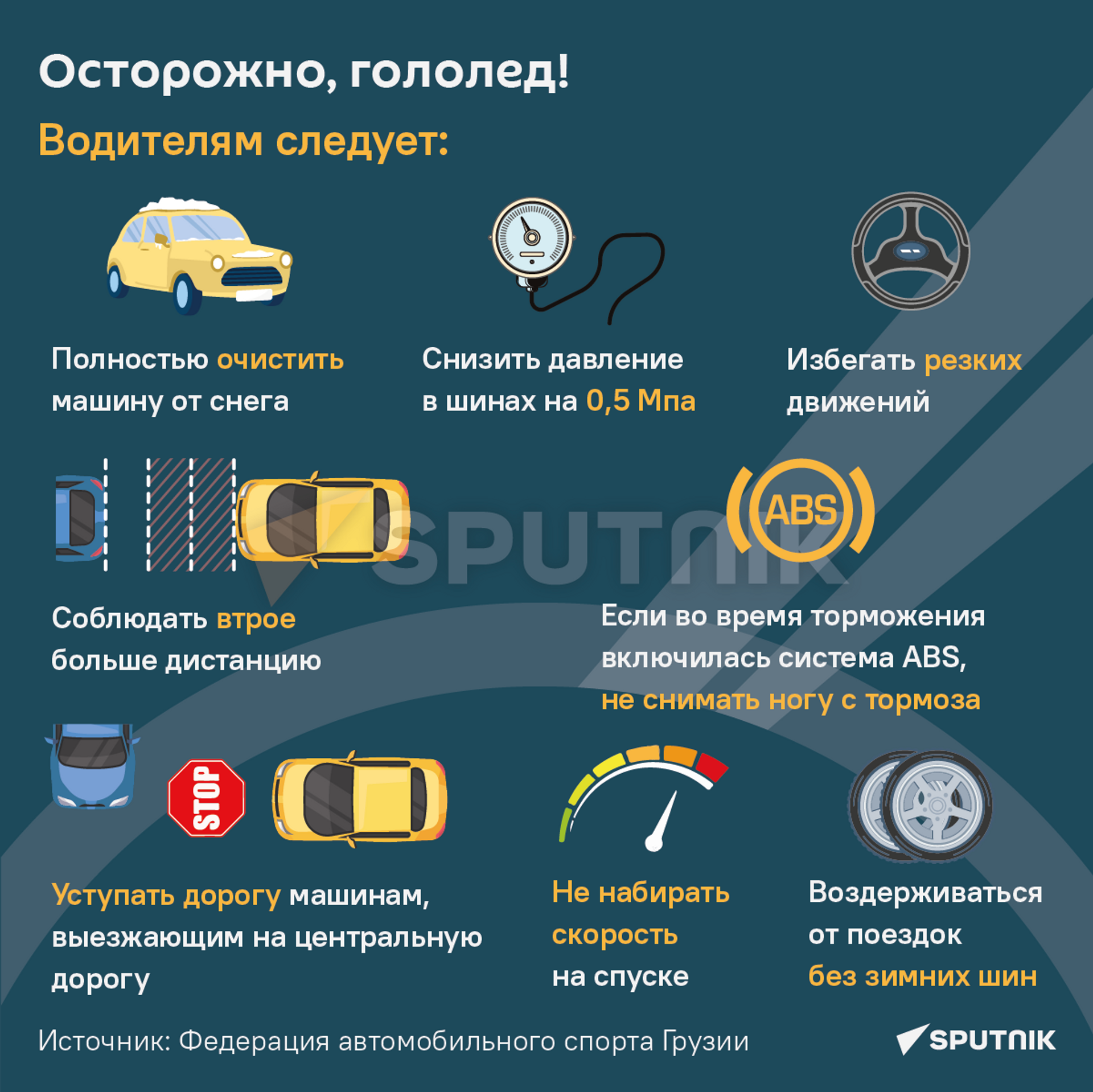 Осторожно, гололед! Советы для водителей - Sputnik Грузия, 1920, 12.01.2023