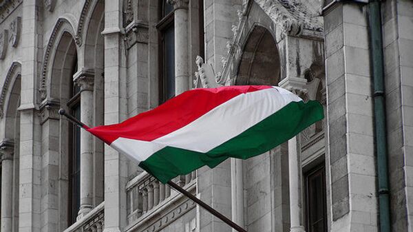 Флаг Венгрии на здании венгерского парламента - Sputnik Грузия