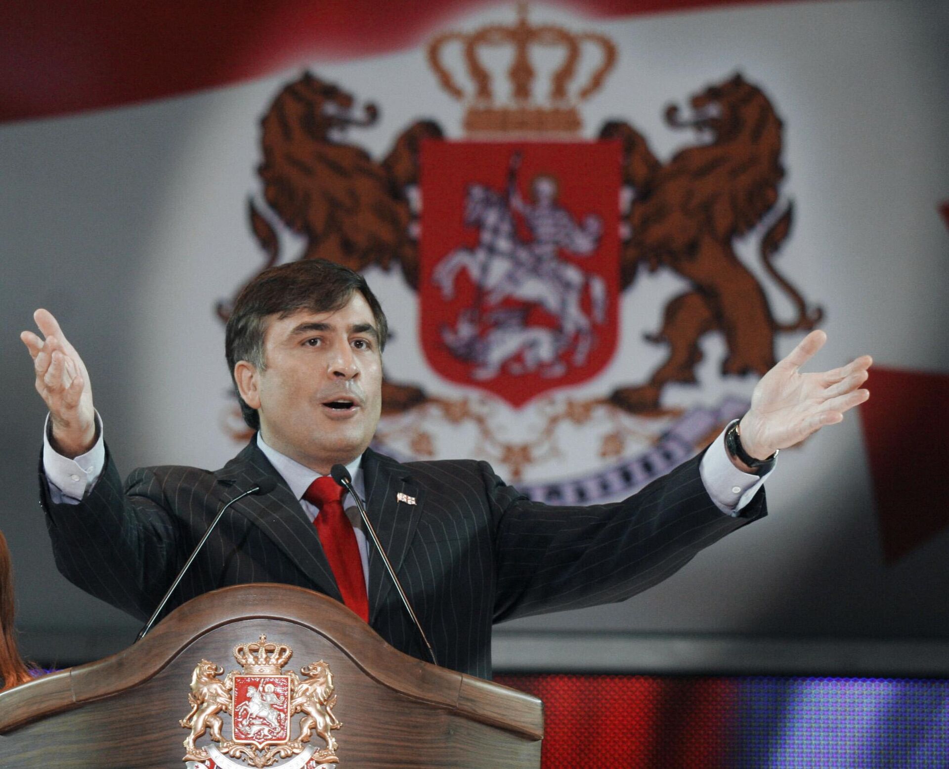 Президент Грузии Михаил Саакашвили на съезде Единого национального движения - Sputnik Грузия, 1920, 31.01.2023