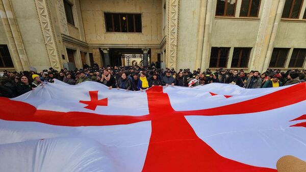 Шумный протест у парламента Грузии против закона об иноагентах — видео