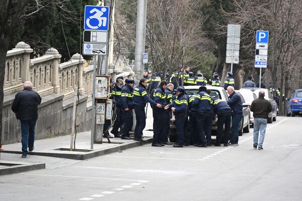 Хотя полицейский спецназ полностью вывели с территории у парламента, усиленные наряды полиции следят за ситуацией. - Sputnik Грузия