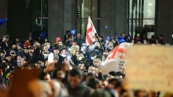 Третий день акции протеста против принятия закона об иноагентах 9 марта 2023 года - Sputnik Грузия