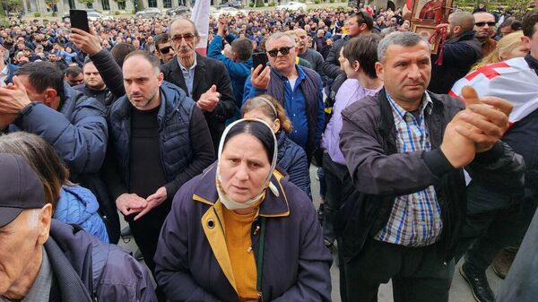 У парламента Грузии митингующие сожгли флаг Евросоюза – видео