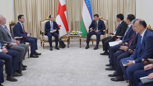 Леван Давиташвили с заместителем премьер-министра Узбекистана Жамшидом Ходжаевым - Sputnik Грузия