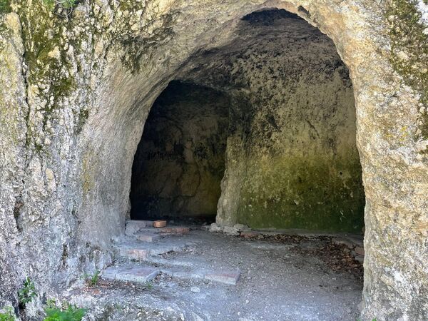 В начале тропы, немного сбоку, в скале можно обнаружить небольшие пещеры.  - Sputnik Грузия