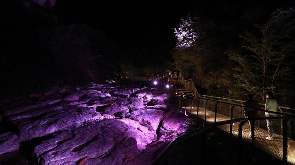 Мартвильский каньон и водопад Окаце на западе Грузии в ночные часы при 3D освещении - Sputnik Грузия